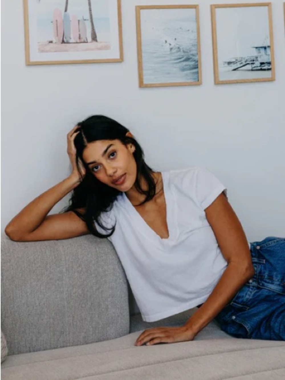 perfectwhitetee alanis recycled cotton v neck tee - Picture 3 of 9